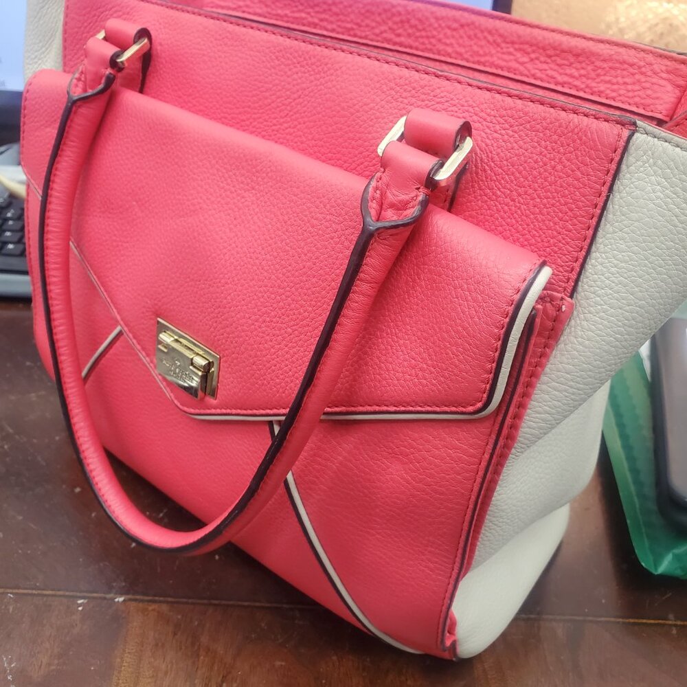 Kate Spade Johanna Satchel Handbag Pink and Cream